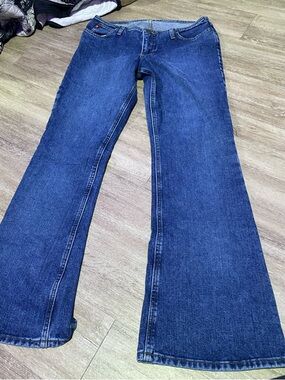 Mudd Deep Blue Flared Wide Leg Jeans Y2K